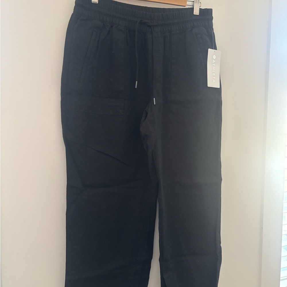 Athleta Women’s Retreat Wide Leg Linen Pant Black Size: MP NWT
